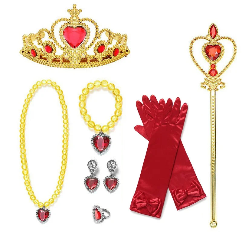 Princess Girls Anna Elsa Accessory Costume Photography Props Gloves Tiara Angle Fairy Wand Jewelry Set Fancy Dress Role Play