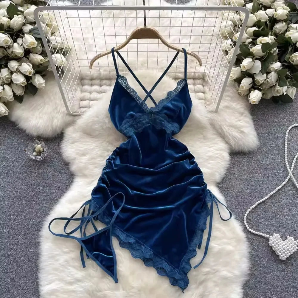 Sexy Cute Sweet Lace Backless Jumpsuit Women Slim Fit Bodysuit Girl Strap Bow knot Cosplay Hot Sweet Bow Ribbon Lingerie Dress