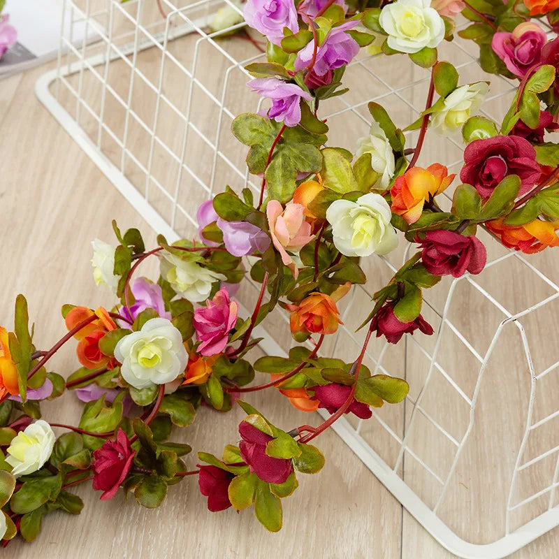 2.5M Rose Artificial Flowers Christmas Garland for Wedding Home Room Decoration Spring Autumn Garden Arch DIY Fake Peony Vine