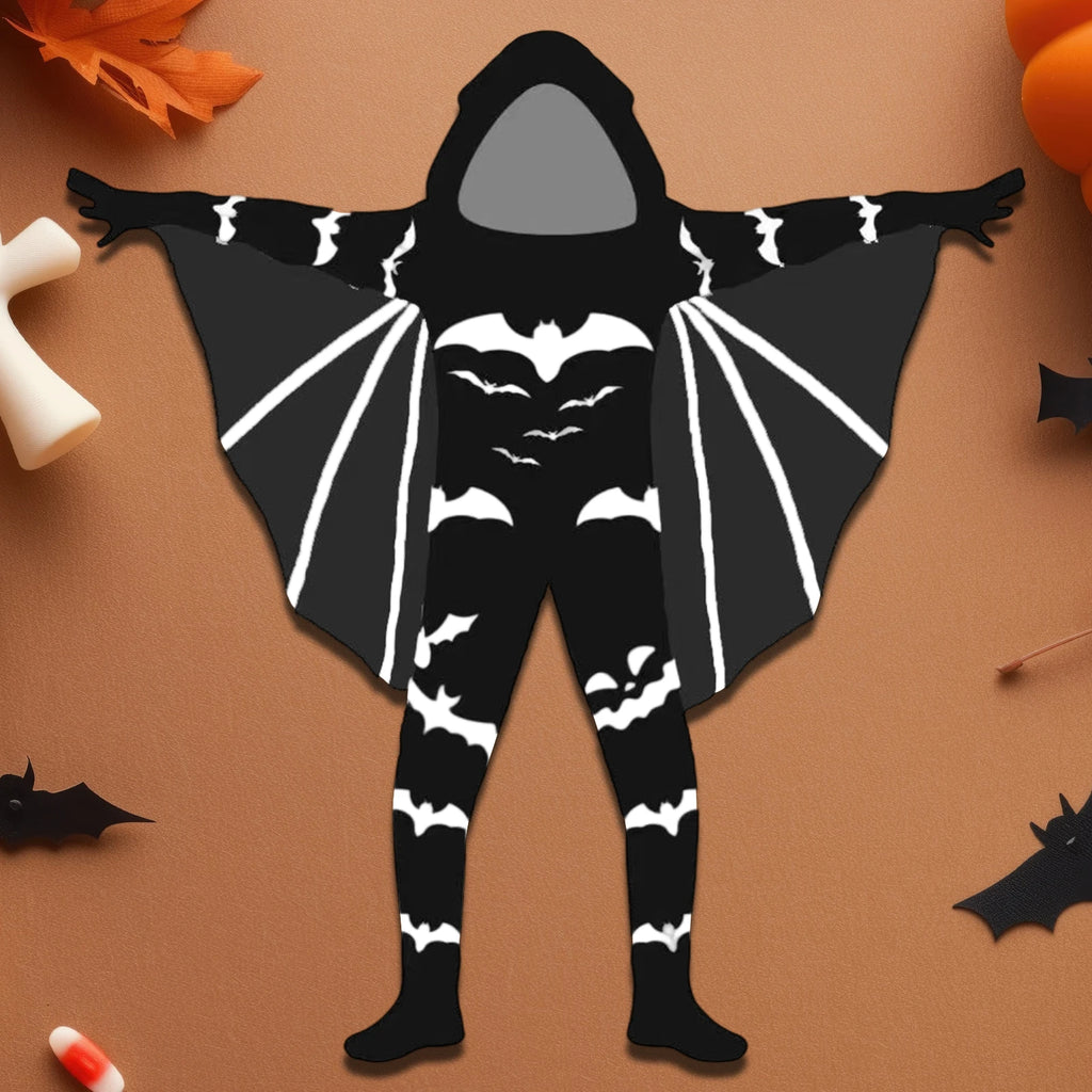 Halloween Costume for Boys Creative Skeleton/Bat Hooded Jumpsuit for Cosplay Party