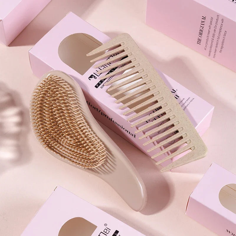 2pc Magic Detangling Boxed Comb Set  Anti-static Massage Hair Brushes Detangle Air Cushion Hairbrush Comb Festival Gift Box Comb
