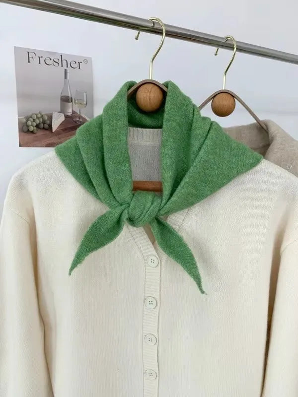 New Women Wool Scarf Shawl Winter Warm Soft Knitted Striped Triangle Fashion Brand Bandana Lady Wool Scarves