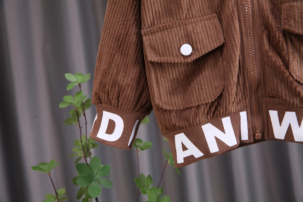 Spring Baby Boys Clothing Set Corduroy Zipper Jacket Coat + Pants 2Pcs For 1-5 Years Kids Casual Outifts Children Tracksuit