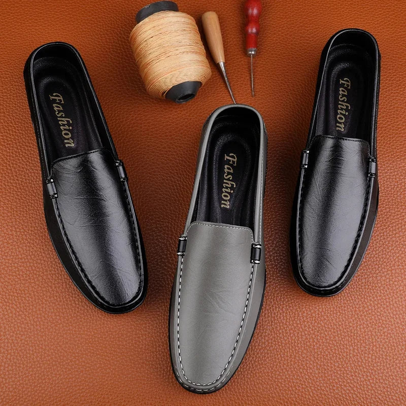 Comfort Genuine Leather Men Loafers All-match Lazy Shoes Breathable Moccasins Fashion Men Casual Shoes Slip-on Men Walking Shoes