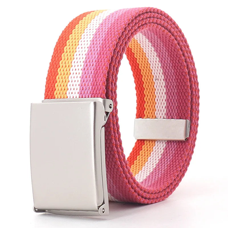 3.8cmX120cm Rainbow Striped Belt Unisex Luxury Brand Design High Quality Slim Belt Fashion Casual Jeans Dress Accessories