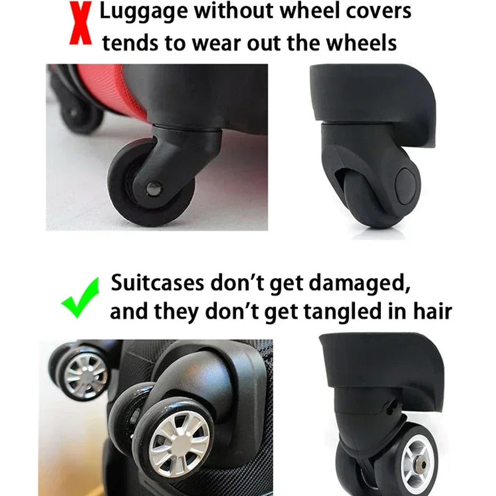 Silicone Wheels Protector Luggage Reduce Noise Trolley Case Silent Caster Sleeve Travel Luggage Suitcase Accessories New
