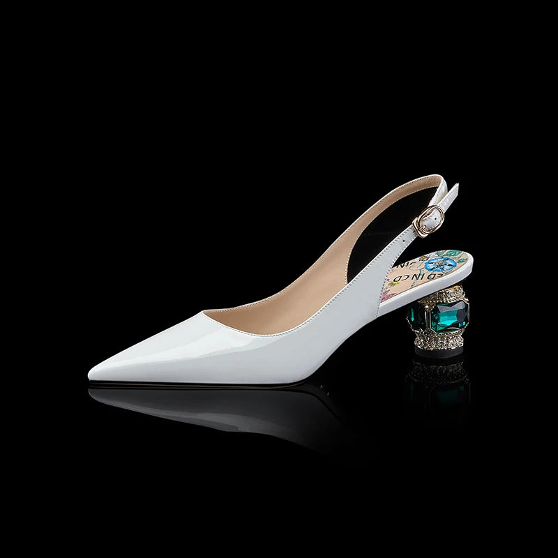 【JOCHEBED HU】2025 Newest Spring Summer Shoes Woman Sexy Brand Genuine Leather Shallow Pumps Pointed-Toes Strange Style  33-46