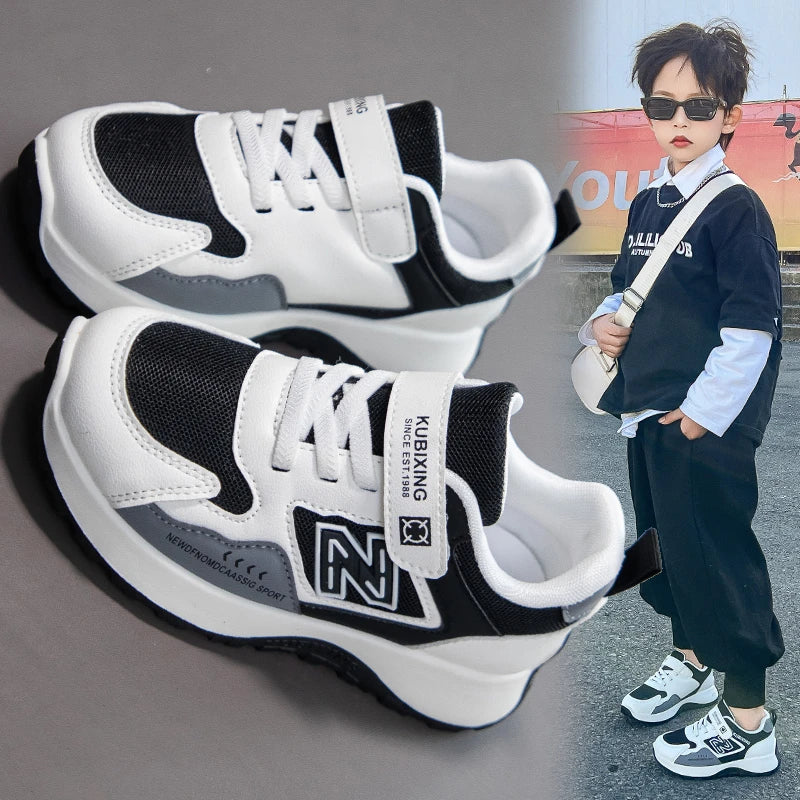 Children's Sneakers Kids Fashion Design White Non-slip Casual Shoes Boys Girls Hook Breathable Sneakers Toddler Outdoor Shoes