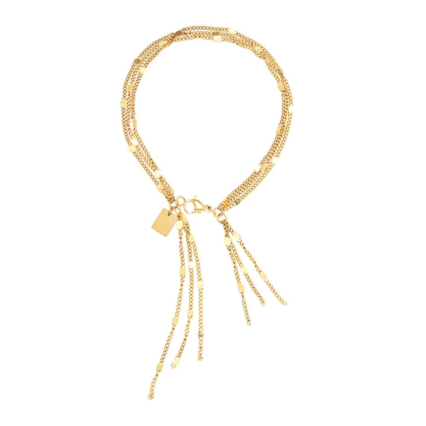 316L Stainless Steel Simple Multilayer Tassel Chain Bracelet For Women Fashion Fine Jewelry Gift SAB1071