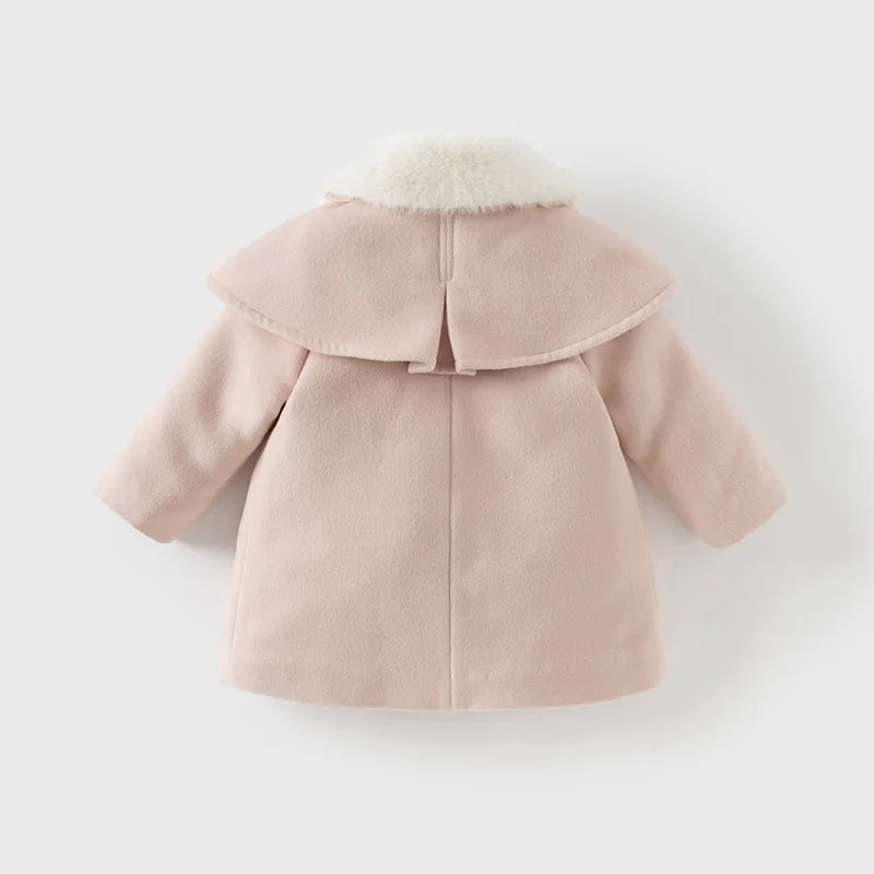 Dave Bella Children Girls Baby Cute Tops Outerwear 2024 New Autumn Winter Casual Sweet Gentle Overcoat Outdoor Warm DB4242652