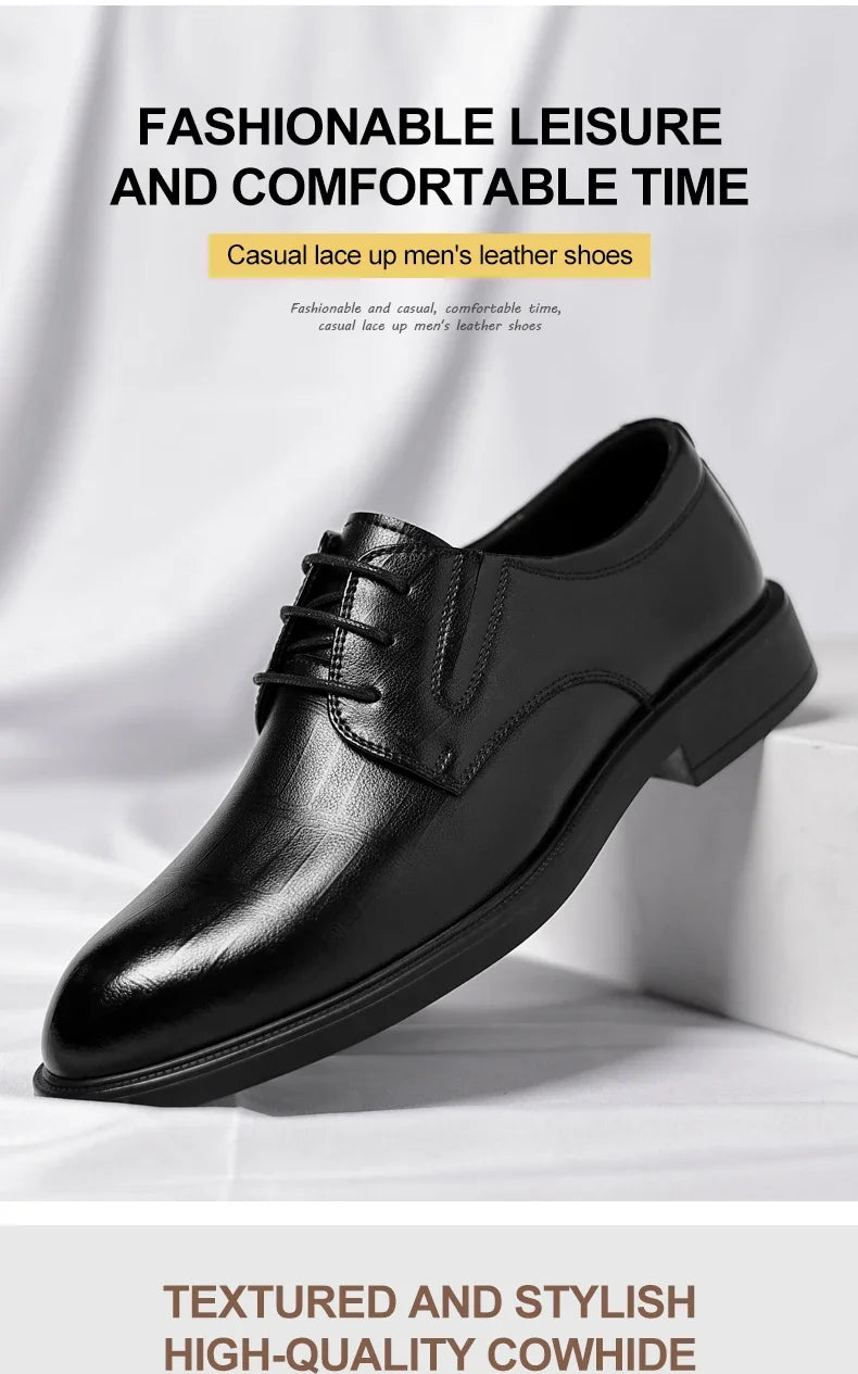 3/6/8 CM Elevator Shoes Men Dress Shoes Black Soft Leather Men Heighten Formal 1 Casual Business Men Oxfords Suit 2