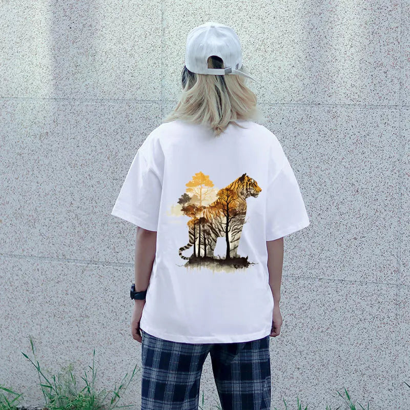 Landscape Animals Patches On Clothes Wolf Tiger fox Sticker Clothes Decoration Diy Accessory Print On T-Shirt Iron On Patch