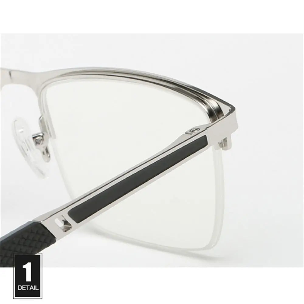 Men's Reading Glasses +0.5 To +4.0 Business Reading Lens Metal Frame Optical Anti Blue Light Presbyopia Glasses with Class