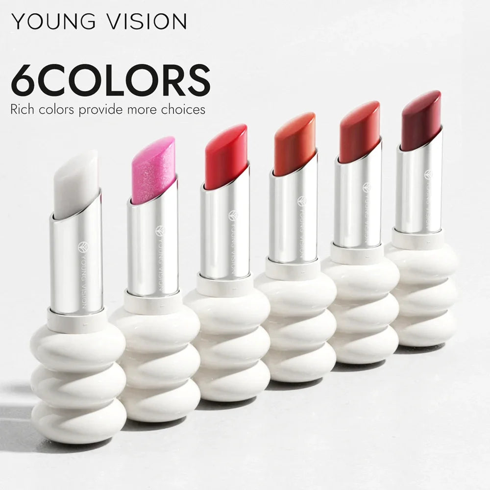 YOUNG VISION 6 Farben Feiner Schimmer Pflegender Leichter Lippenstift Lang anhaltende Farben Leicht aufzutragender feuchtigkeitsspendender Lippenstift