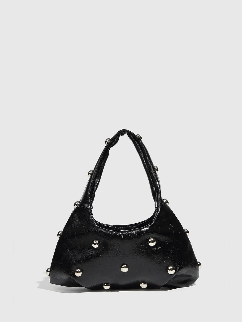 NEW Rivet Women's Handbags Soft PU Leather Shoulder Bag Casual Designer Hobos Half Moon Underarm Bags for Women 2025 Tote Clutch