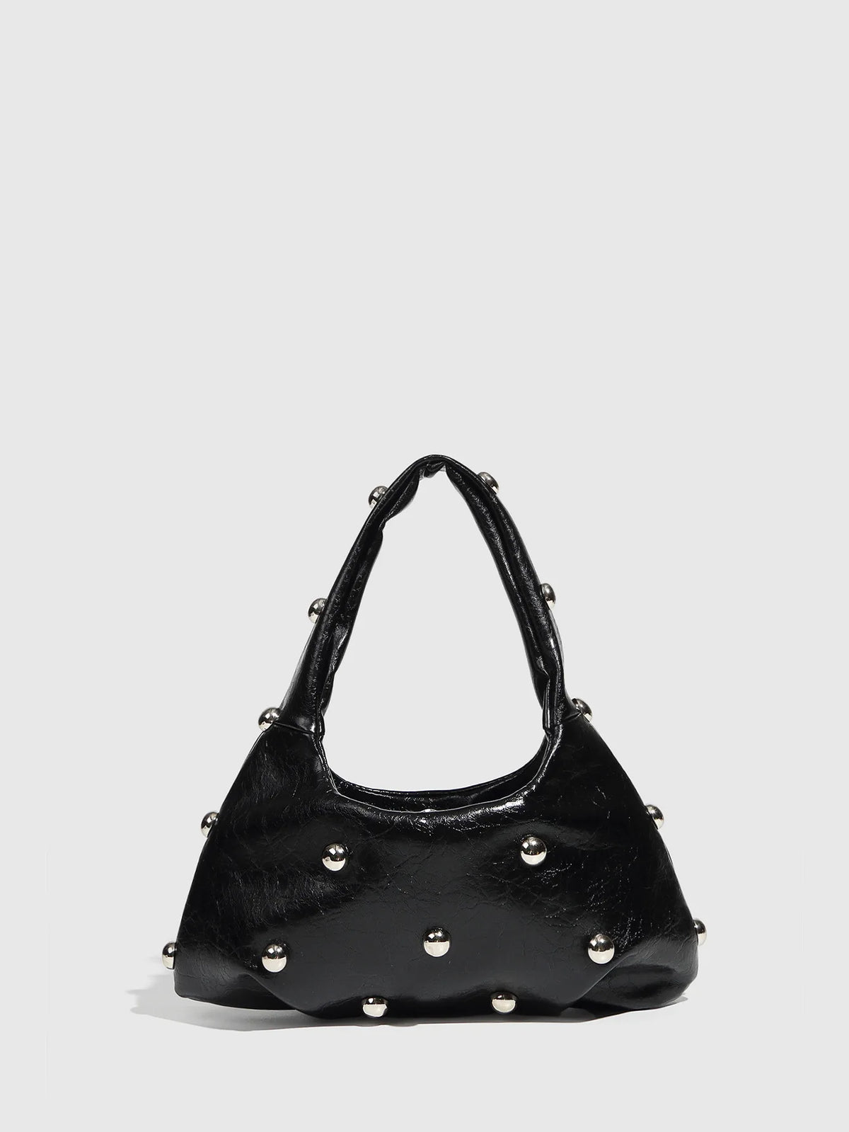 NEW Rivet Women's Handbags Soft PU Leather Shoulder Bag Casual Designer Hobos Half Moon Underarm Bags for Women 2025 Tote Clutch