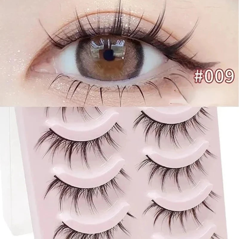 LTWEGO Fake Eyelash Mink Lashes 5 Pairs Little Devil Eyelashes Natural Daily Makeup Manga Eyelashes Clear Band Eyelashes Cilios