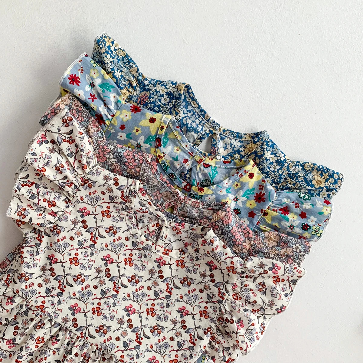Lovely Romper+Headband 2 PCs Toddler Girl Floral Clothing Set Baby Cotton Soft Jumpsuit Newborn Flower Onesie Kids Summer Outfit