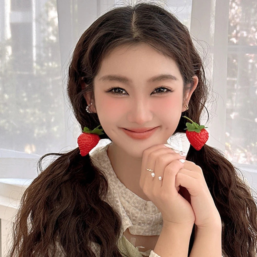 INS Cute Sweet Simulation Fruit Hair Clip Women Vivid Orange Cherry Peach Shaped Side Bangs Clip Hairpins Headdress Ornaments
