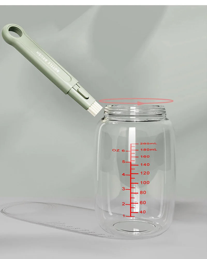 Cepillo de silicona para biberones de bebé, portátil, con mango recto, juego de herramientas de limpieza, escurridor giratorio de 360°, combinación de cepillo para lavar biberones
