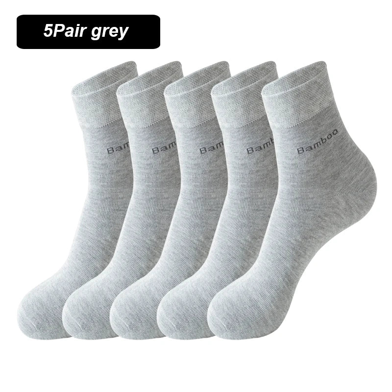 5Pairs Brand Men Bamboo fiber Socks Comfortable Breathable Casual Black White Business High Quality Male Gift Socks