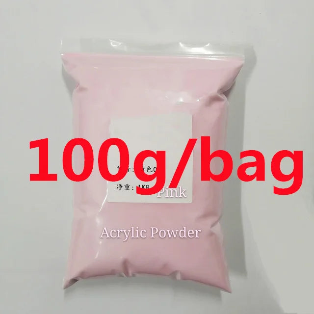 100g Polvo Acrílico Profesional Rosa Nude Cristal 3 en 1 Extensión/Inmersión/Esculpido Polvo Rosa Cristal de Secado Rápido