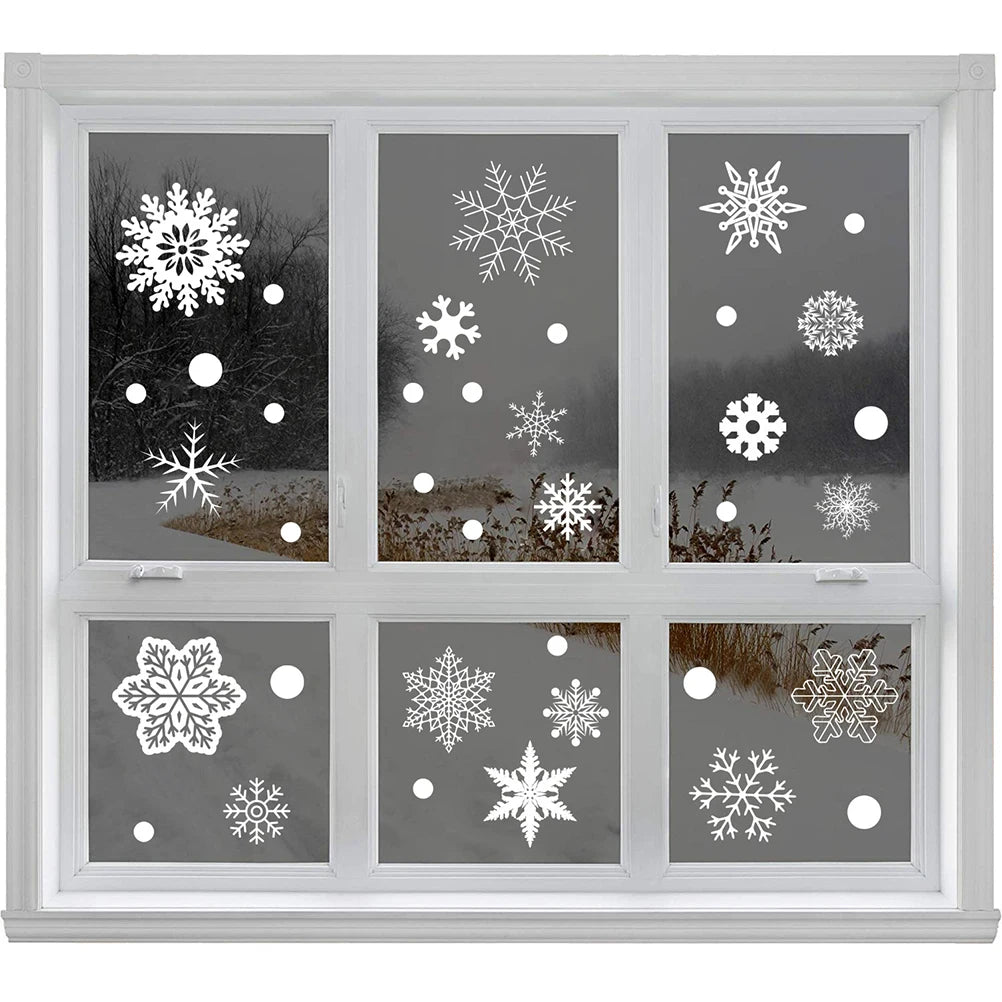 Christmas 37pcs Glitter Snowflake Clings Window Film Glass Sticker Static Decal