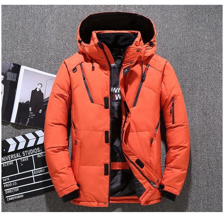 Winter Mens White Duck Down Jacket Warm Hooded Thick Slim Fit Puffer Jacket Coat Male Casual High Quality Overcoat Thermal