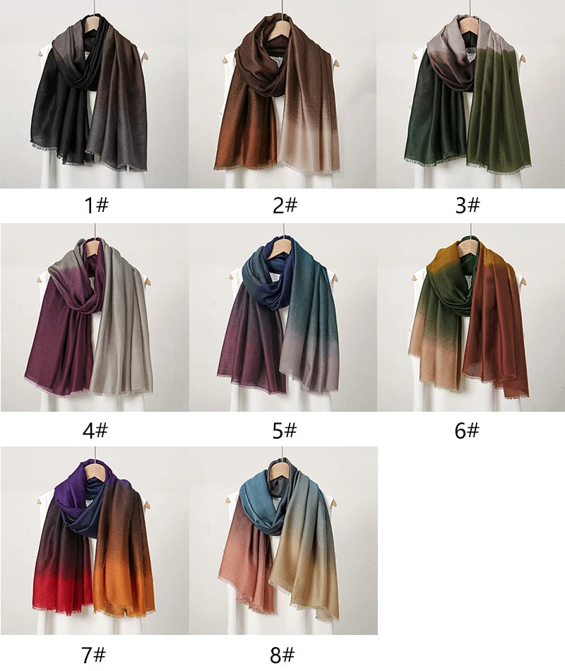 New Cotton Muslim Hijabs Scarf Tie-dyed Headscarf Wraps Long Shawls With Fringe Femme Musulman Ombre Viscose Headband Scarves