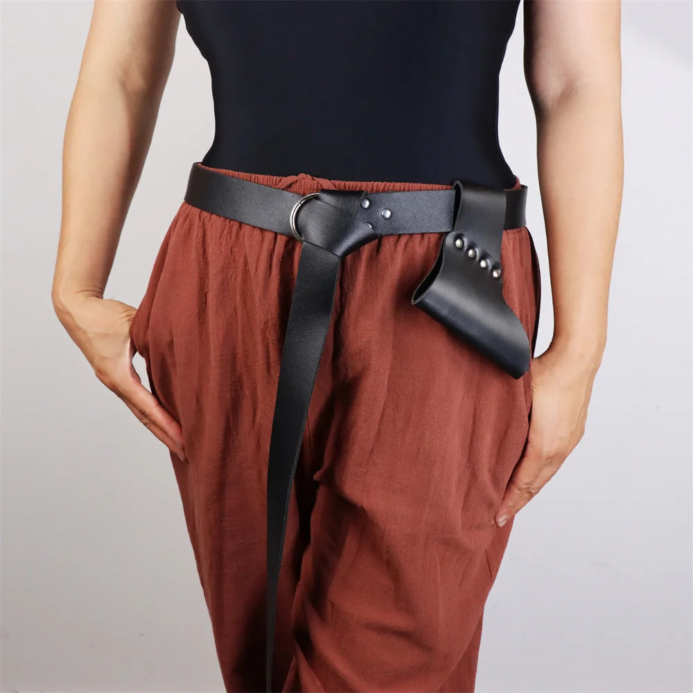 Medieval Leather Scabbard Renaissance Viking Knight Scabbard Halloween Cosplay Stage Performance Role-Playing Retro Belt