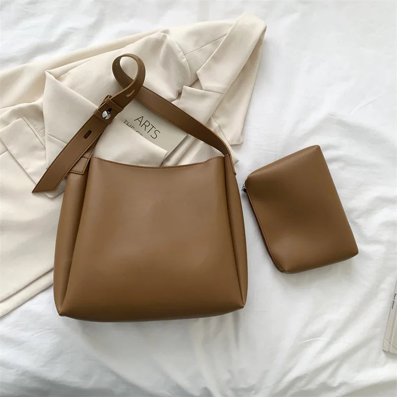 Fashion Leather Tote Bag for Women 2026 Trends Female Simple Large High Capacity Shoulder Side Bag Handbags and Purses Women Bag
