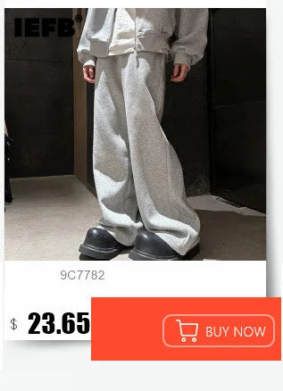 IEFB Men's Suit Pants Solid Color Niche Design Korean Style Casual Straight Elastic Waist Versatile Trousers 2023 New 9C2269