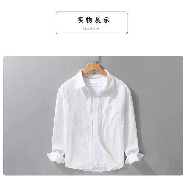 Spring and Autumn 2025 Shirt Men's Long-sleeved Loose Japanese Retro Tops Trendy Thin Casual Work Shirt Jacket
