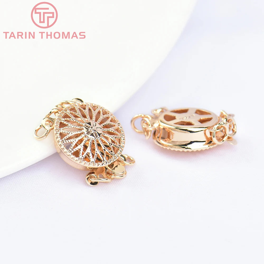 (5798) 4PCS 12MM 24K Gold Color Brass Round Bracelet Necklace Connector Clasp High Quality Diy Jewelry Accessories Wholesales
