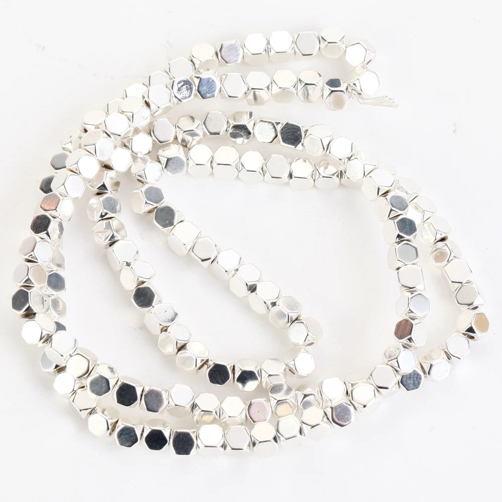 2/3/4mm Faceted Square Cube Plated KC Golds Colorful Hematite Natural Stone Spacer Loose Beads For Jewelry Making Diy Bracelet