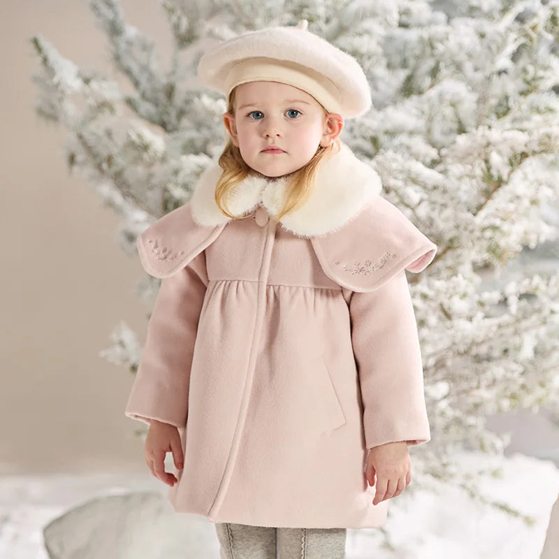 Dave Bella Children Girls Baby Cute Tops Outerwear 2024 New Autumn Winter Casual Sweet Gentle Overcoat Outdoor Warm DB4242652
