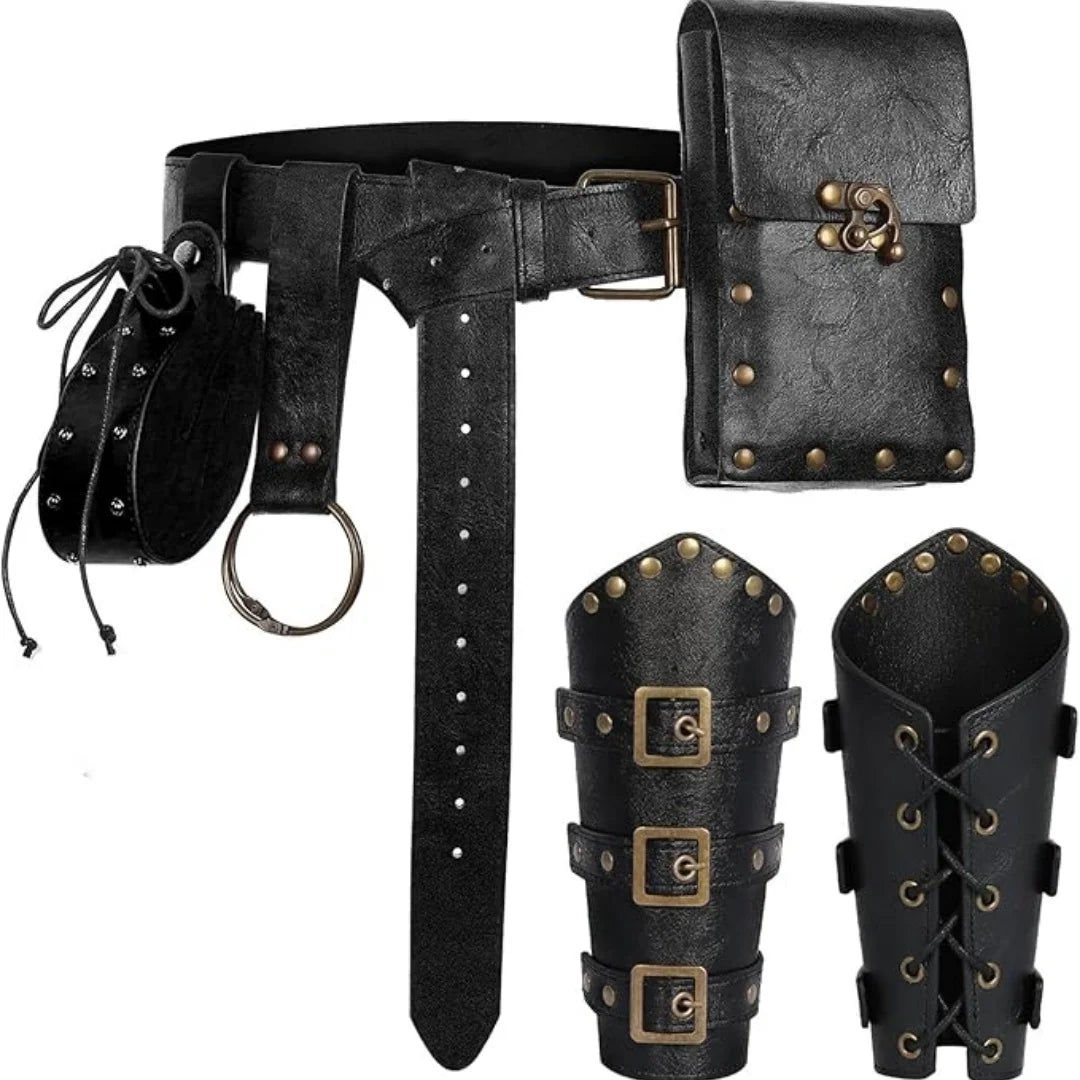 Renaissance Belt with Pouch Waist Bag - Coin Purse for Pirate, Renaissance Accessories for Festivals, Cosplay & Halloween