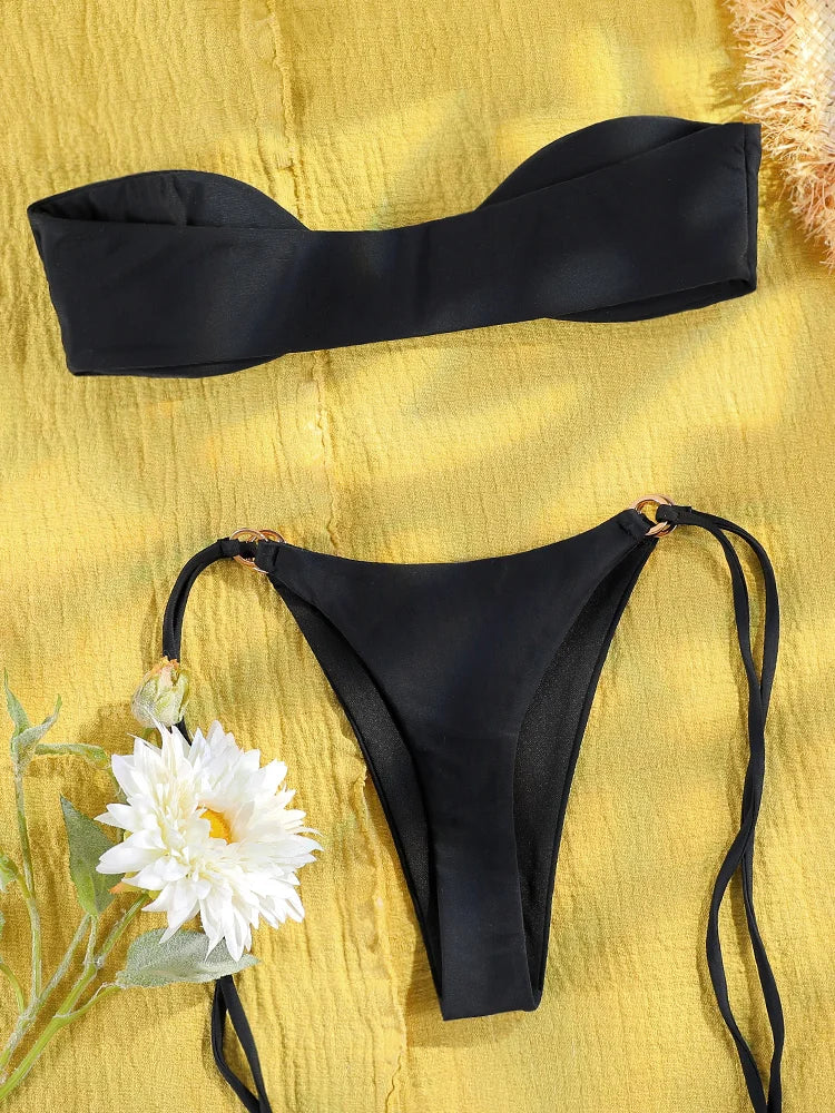 ZRTAK Micro Thong Bikinis Women Sexy Swimsuit Biquinis Bandage Swimwear Bikini Set Bathing Suit Swimming Beach Wear