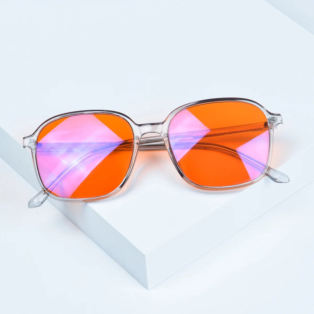 SHINU red lens glasses sleep better eyeglasses before bed only orange lens gaming glasses blue light filter glasses women