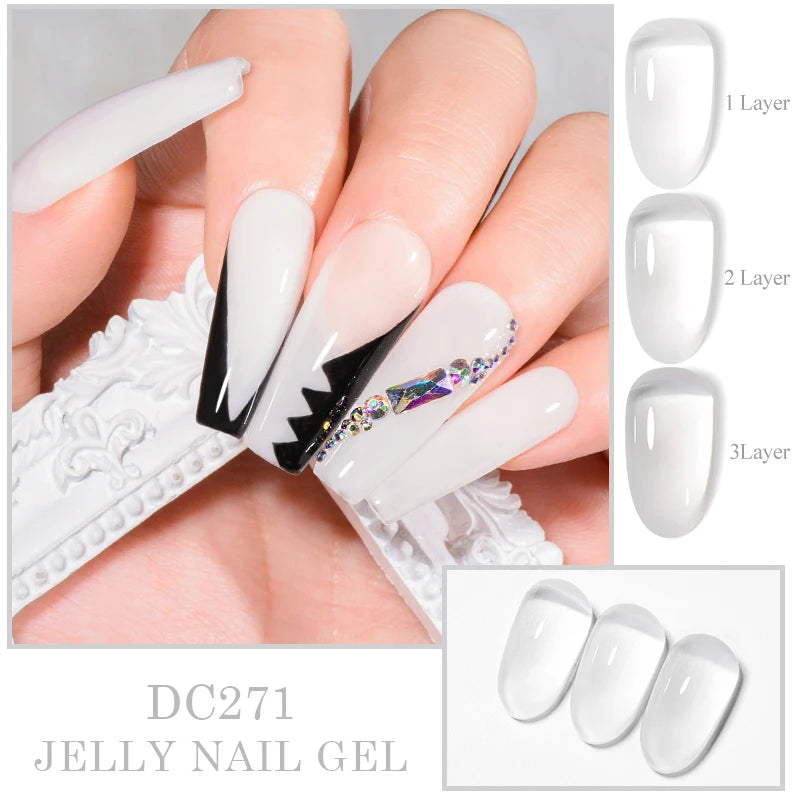 Mtssii 7ML Jelly Nude Gel Nail Polish Summer Light Pink Peach Translucent Color UV Light Cure Gel Varnish Nail Art DIY at Home