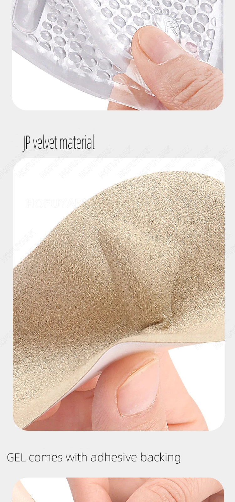 2Pairs Silicone Insoles for Shoes Insert High Heels Non-Slip Self-Adhesive Gel Metatarsal Foot Pads for Pain Relief Shoe Pads