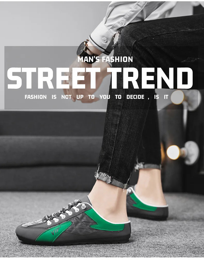 Trendy Half Slippers Flat Casual Shoes for Men Classic Summer Slippers Man's Flats Concise Men's Sneakers Slip-on Male Slippers