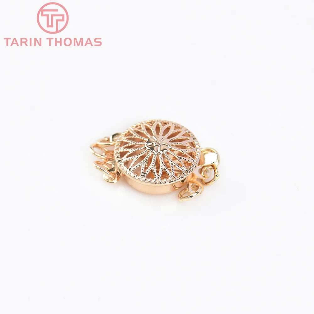 (5798) 4PCS 12MM 24K Gold Color Brass Round Bracelet Necklace Connector Clasp High Quality Diy Jewelry Accessories Wholesales