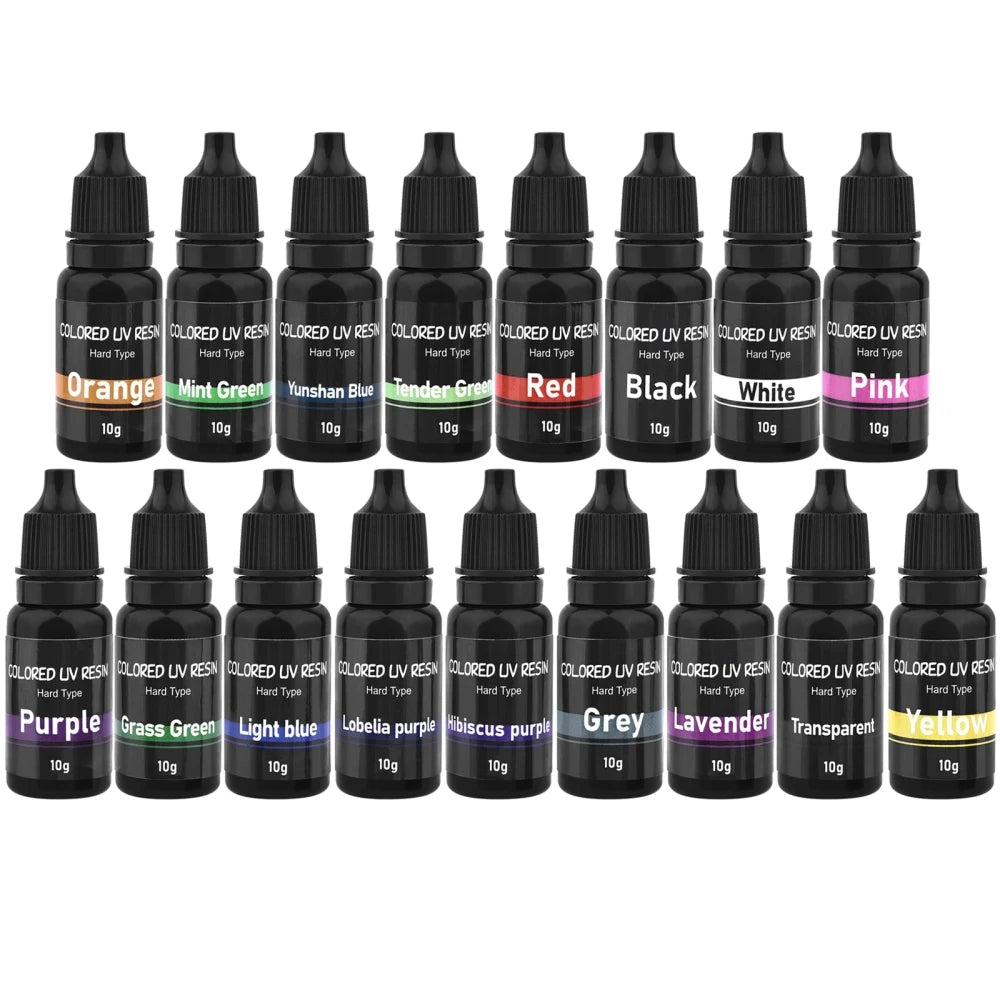 17 Colors UV Resin Glue 10g Color Epoxy Adhesive Ultraviolet Curing  Sunlight Activated Hard Quick Drying For Jewelry Resin Glue
