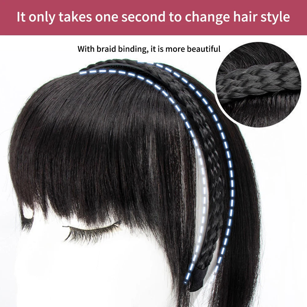 Women Girls Fake Hair Headband Fringe Wig Bangs Hairband Hair Extension Clips In Hair Extension Hair Accessories Hairpiece Clips