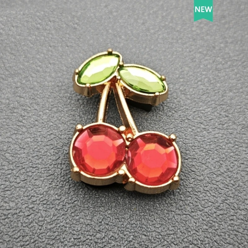 Metal Shoe Charms Diamond Fruit and Flower Decorative Buckles, Cute DIY Fashion Button Accessories for Cross Shoes