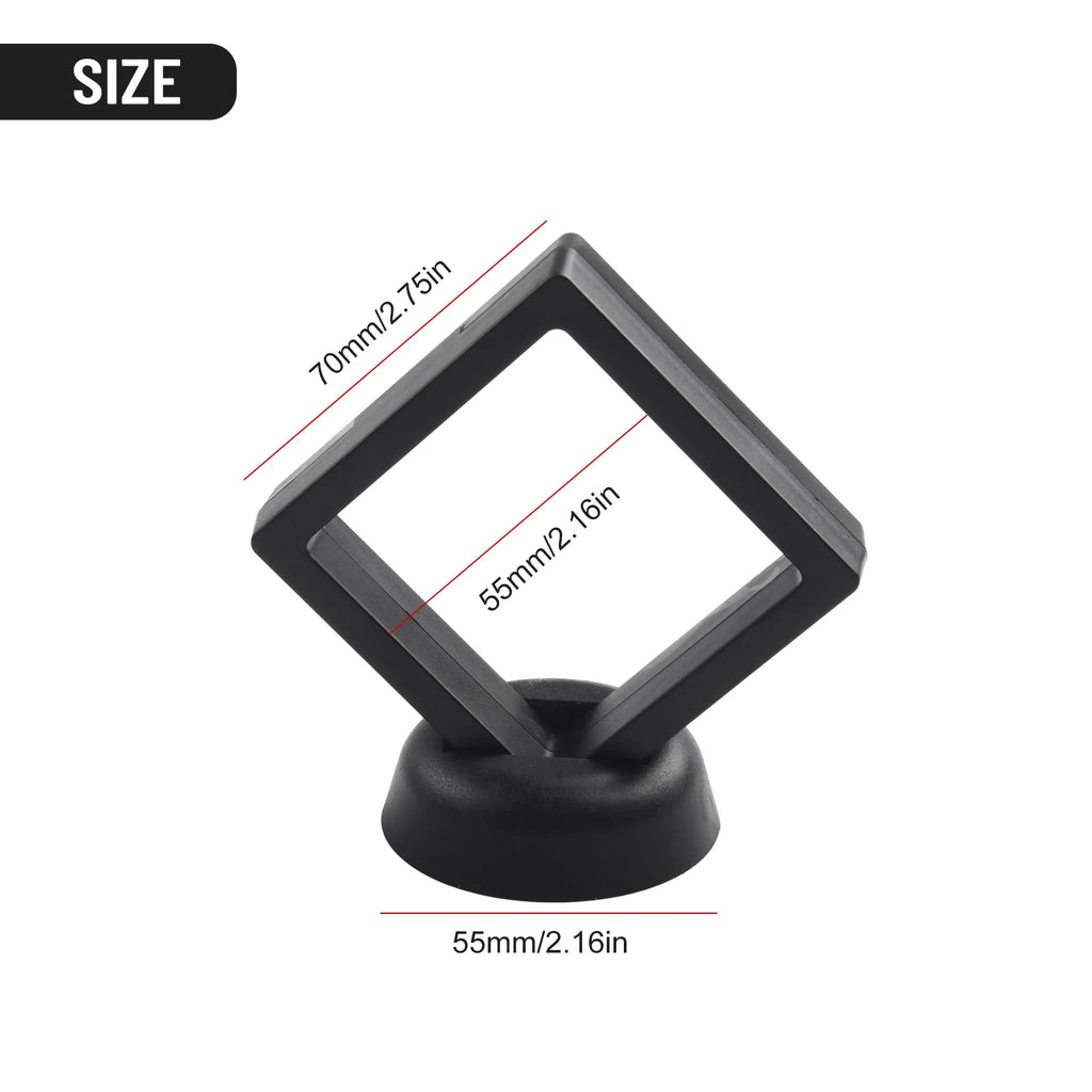 3D Floating Jewelry Coin Display Frame Holder Stand Box Clear Jewelry Ring Coin Ring Pendant Gemstones Display Case