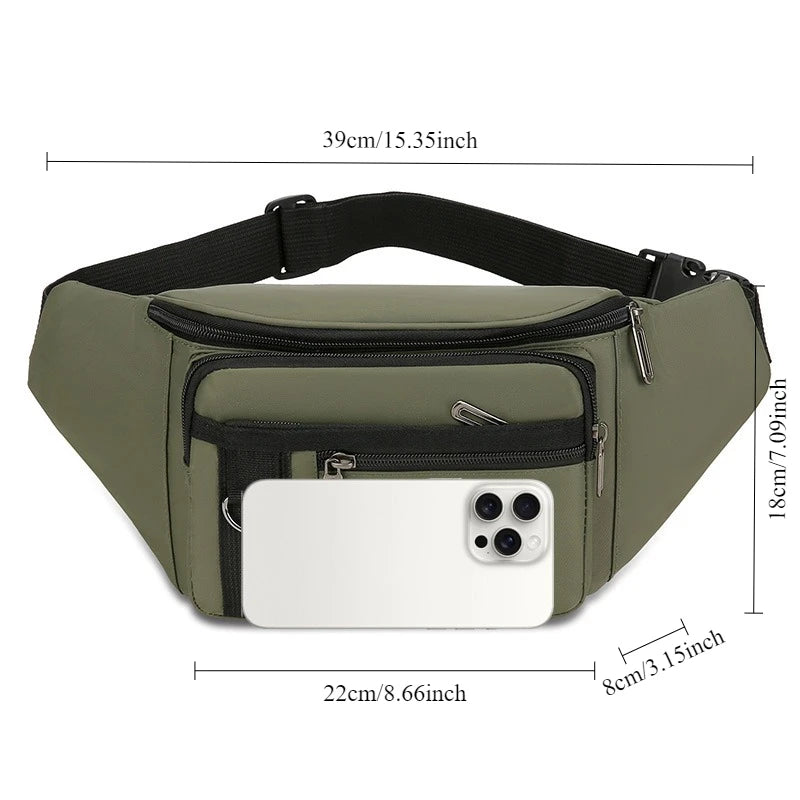 Unisex Multifunctional Waist Packs Large Capacity Waterproof Nylon Business Pack Trendy Crossbody Chest Bag for Travel Work