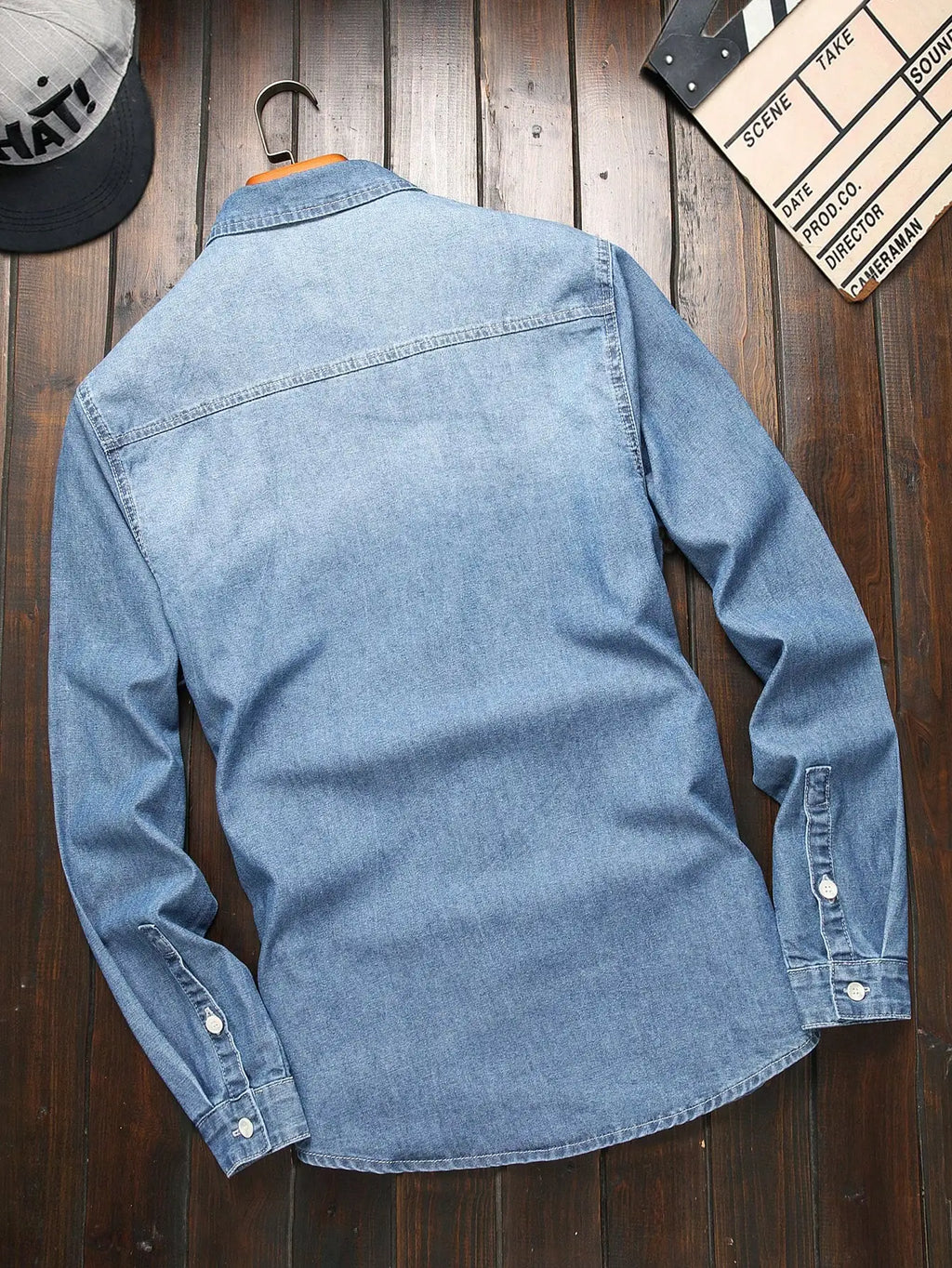 Men's denim shirts for spring and autumn. Blue denim shirts. Trendy and fashionable. Daily casual street style.
