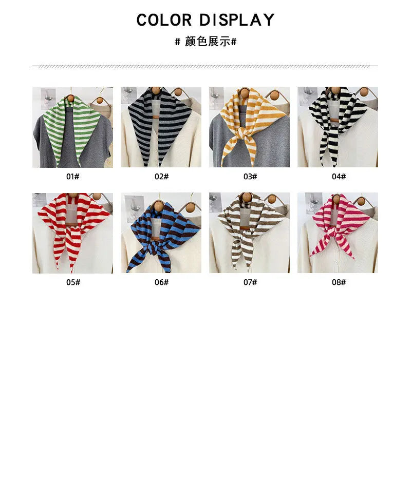 New Women Wool Scarf Shawl Winter Warm Soft Knitted Striped Triangle Fashion Brand Bandana Lady Wool Scarves